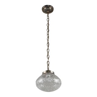 Mid 20th Century Restored Traditional Etched Glass Globe Pendant Light For Sale
