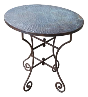 Vintage Turkish Hammered Copper & Iron Round Side End Table