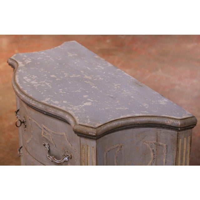 French Pair of 19th Century French Louis XV Style Painted Two-Drawer Chests Commodes For Sale - Image 3 of 14
