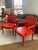 18th Century Louis XV Fauteuils in Hollywood Regency Coral- A Pair For Sale - Image 4 of 14