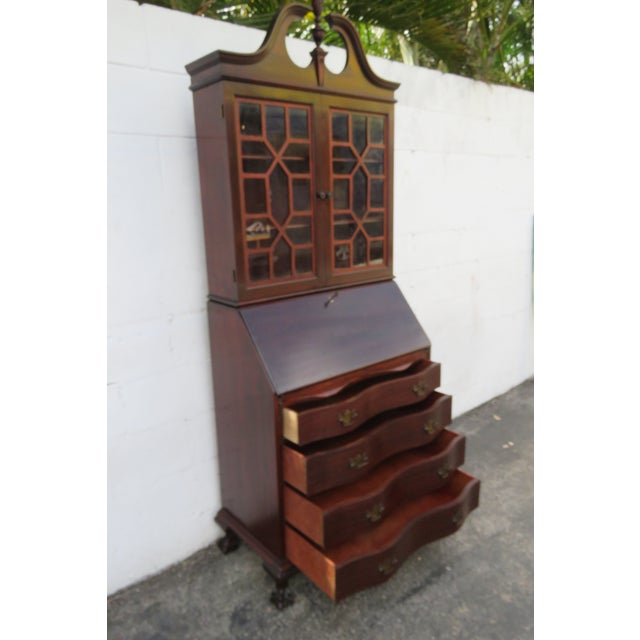 Mahogany Ball and Claw Feet Tall Secretary Desk 5891 For Sale - Image 4 of 12