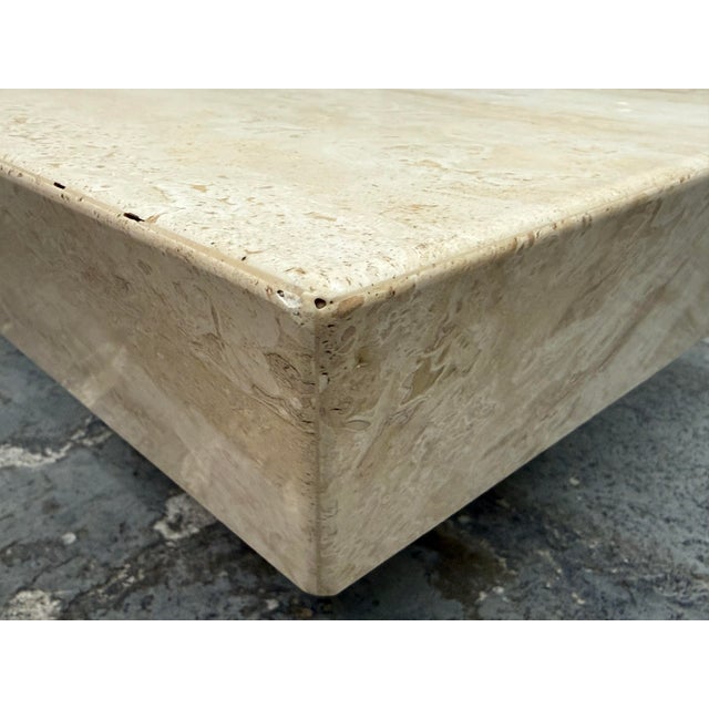 Stone Travertine Reverse Bevel Coffee Table, Vintage For Sale - Image 7 of 12