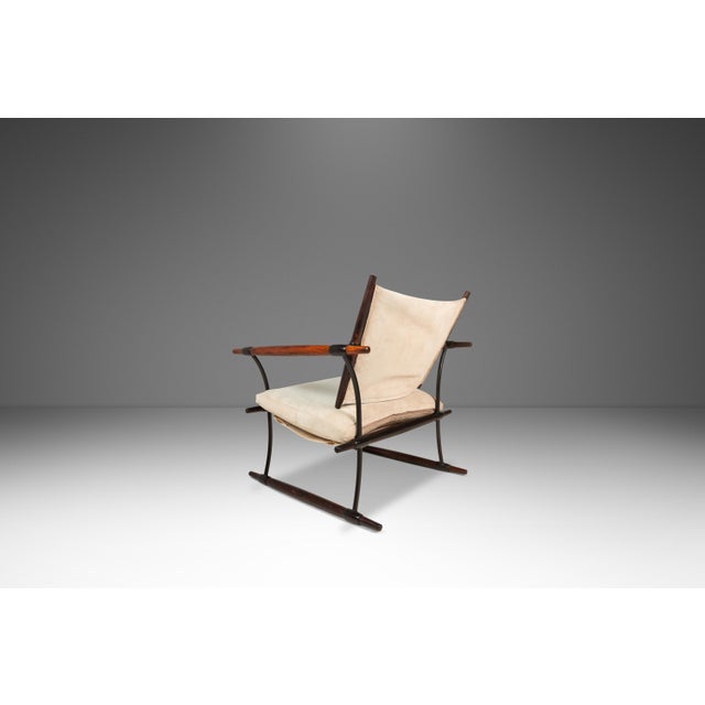 Jens Quistgaard Rare Danish Modern Restored Stokke "Stick" Chair in Suede & Rosewood by Jens H. Quistgaard for Nissen Langaa, Denmark, C. 1960s For Sale - Image 4 of 18