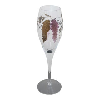 Royal Danube Romanian Crystal Bacchus Etched Grape Leaves Wine Glass For Sale