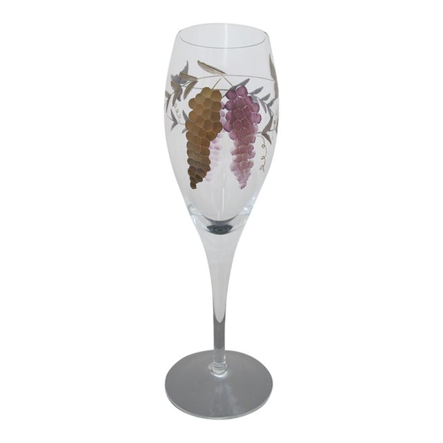 Royal Danube Romanian Crystal Bacchus Etched Grape Leaves Wine Glass For Sale