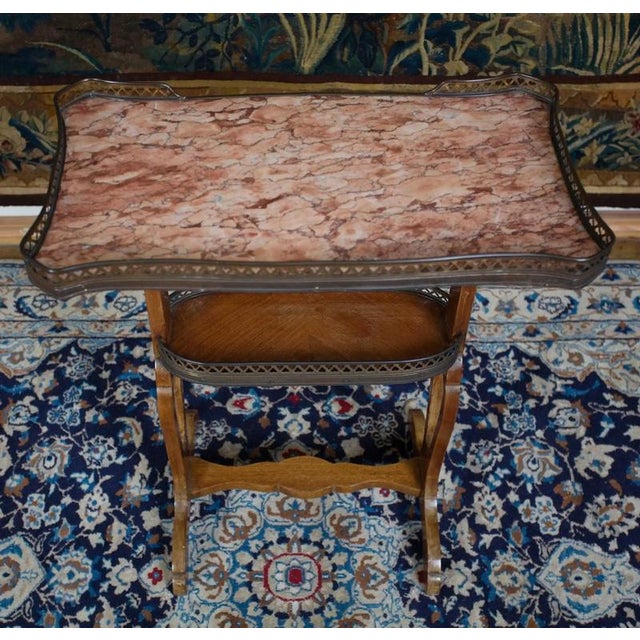 Antique Side Table in Marble and Brass, 1920s For Sale - Image 9 of 16