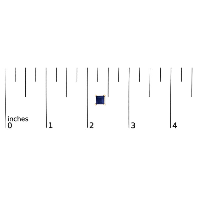 Early 21st Century 14K Yellow Gold 5x5MM Princess Cut Blue Sapphire Solitaire Stud Earrings For Sale - Image 5 of 5