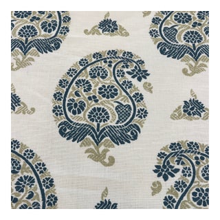 Designer Casa Branca Udaipur Paisley Linen Fabric - By the Yard For Sale