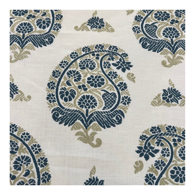 Designer Casa Branca Udaipur Paisley Linen Fabric - By the Yard For Sale