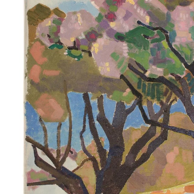 Early 20th Century Early 20th Century "Mosaic Trees" Expressionist Landscape Oil Painting by Ernest Yarrow-Jones For Sale - Image 5 of 11