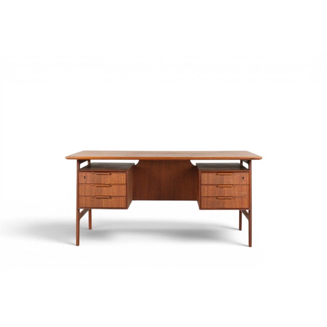 Mid 20th Century Mid 20th Century Attributed to Gunni Omann Model 75 Writing Desk in Teak For Sale - Image 5 of 6