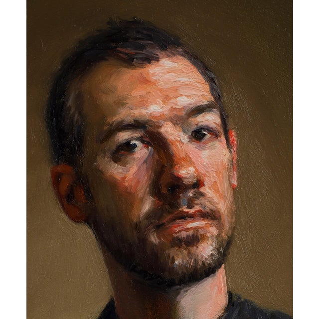Portraiture Self-Portrait by Michael DeVore | Oil on panel depicting a man looking directly at the viewer. For Sale - Image 3 of 3