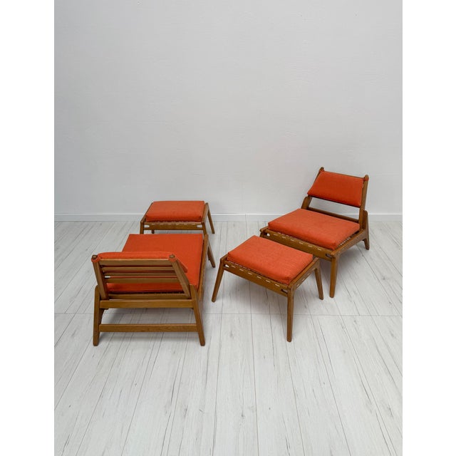 Mid-Century Modern Vintage Hunting Lounge Chairs with Ottomans by Heinz Heger for PGH Annaberg-Buchholz, 1960s, Set of 4 For Sale - Image 3 of 17