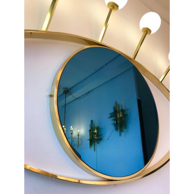 2020s Contemporary Brass Wall Lightning Sconces Mirror Blue Eyes, Italy For Sale - Image 5 of 7