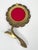 Vintage Brass Floral Hand Mirror With Red Glass Cabochons, Art Nouveau Style For Sale - Image 10 of 13