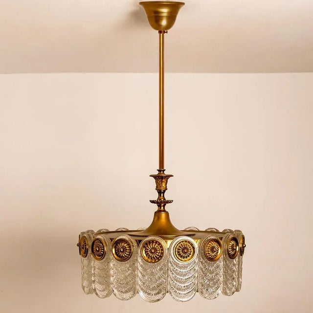 Brass & Glass Light Fixture from Kaiser Leuchten, 1960s For Sale - Image 4 of 14