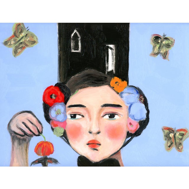 Siobhán, Beekeepers Daughter Mid Century Modern Swedish Vintage Style Portrait Oil Painting by Alexandra Swistak For Sale - Image 4 of 8