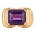 6 Carat Emerald Cut Amethyst Unisex Bezel Set Cocktail Ring in 18 Kt Yellow Gold For Sale