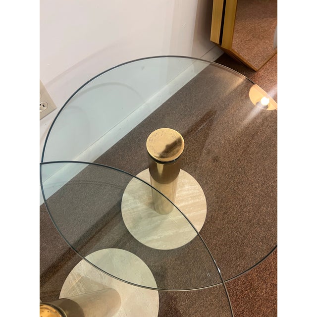Glass Vintage Set of Three Glass Travertine Tiered Postmodern Side Tables For Sale - Image 7 of 9