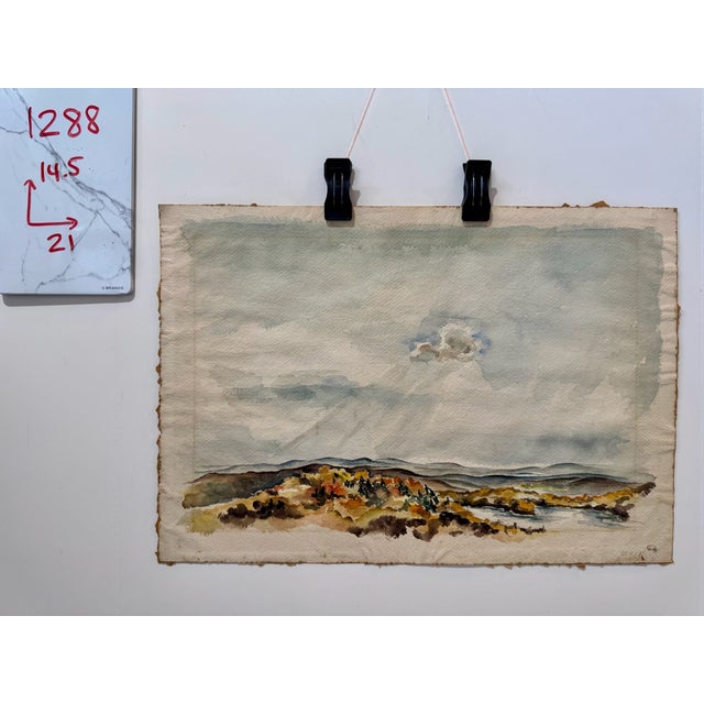1940s Henry Emil Salloch Original Watercolor on Paper Impressionist Lake Landscape. For Sale - Image 5 of 5
