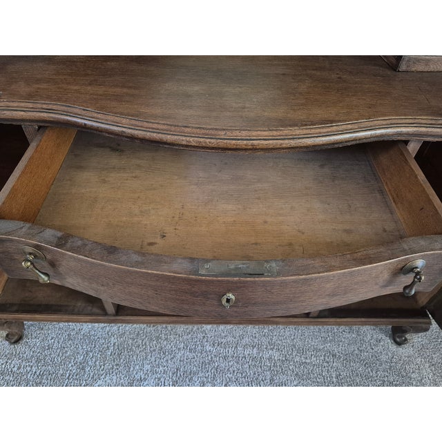 Late 19th-Century Victorian Hand-Carved Oak Buffet With a Beveled Mirror For Sale - Image 13 of 15