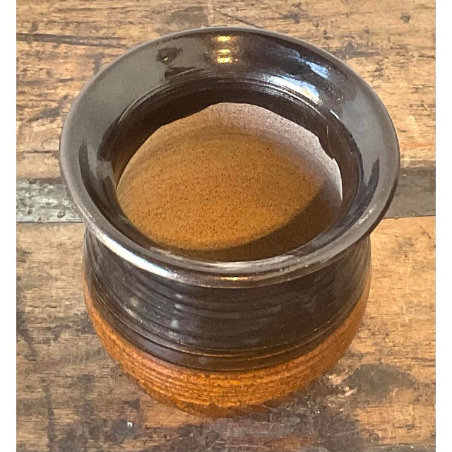 Oxblood Red Vintage Original Studio Pottery Scored Vase For Sale - Image 8 of 12