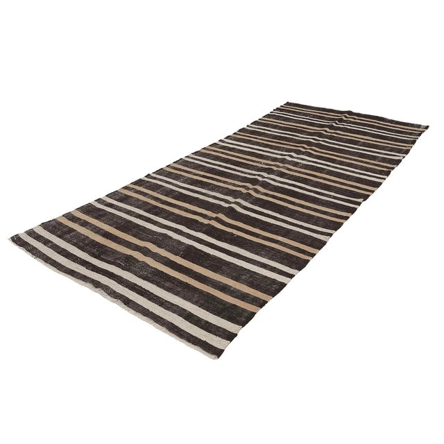 Mid-Century Modern Mid 20th Century Vintage Striped Turkish Kilim Rug For Sale - Image 3 of 7