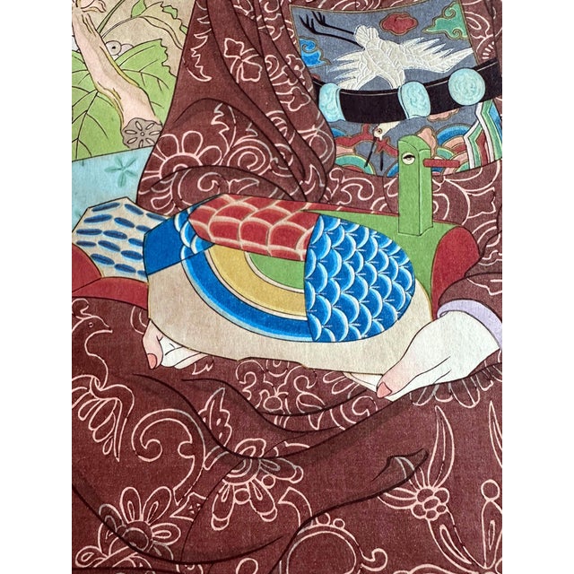1940s Pair Japanese Woodblock Prints La Mariee and Le Marie by Paul Jacoulet For Sale - Image 5 of 18