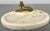 An elegant Antique marble tray featuring a decorative brass dog figure positioned on a raised section at one end,...