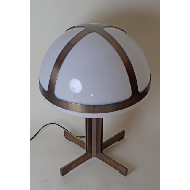 Gold Large Mid-Century Modern Mushroom Lamp in Bronze & Acrylic Glass, 1970s For Sale - Image 8 of 15