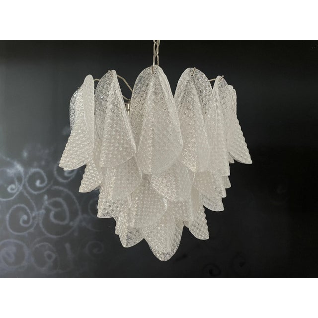 Huge Italian vintage Murano chandelier made by 41 glass petals "rondini" (transparent crystal, smooth outside, with...