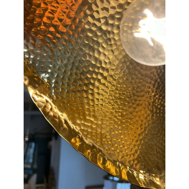 Brass Late 20th Century Hammered Brass Pendant For Sale - Image 8 of 9