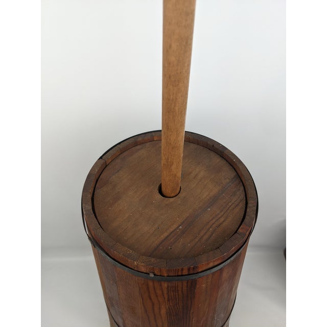 Wood Antique Primitive Wooden Stave Butter Churn With Dasher, C. 1890–1919 For Sale - Image 7 of 14
