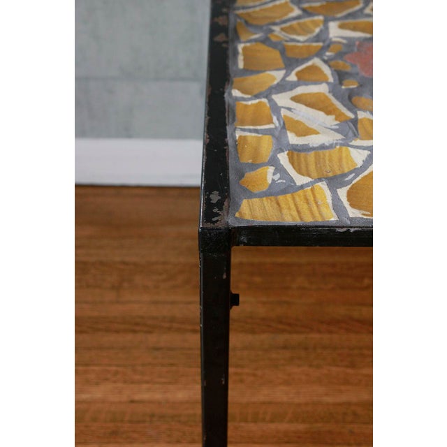 Yellow Iron Framed Artisan Tile Top Table. France , 1960’s For Sale - Image 8 of 12
