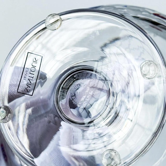 1980s St. Louis ‘Botticelli’ Footed Crystal Candy Bowl | Etched Floral Millefiori | Centerpiece For Sale - Image 4 of 4