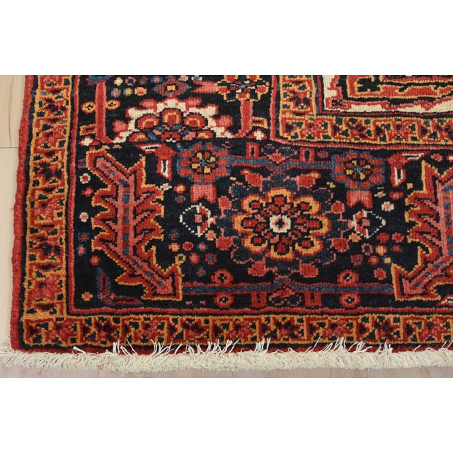 Heriz Rug 8’5” X 10’9” Red Wool Vintage Traditional Hand-Knotted Oriental Carpet For Sale - Image 12 of 15