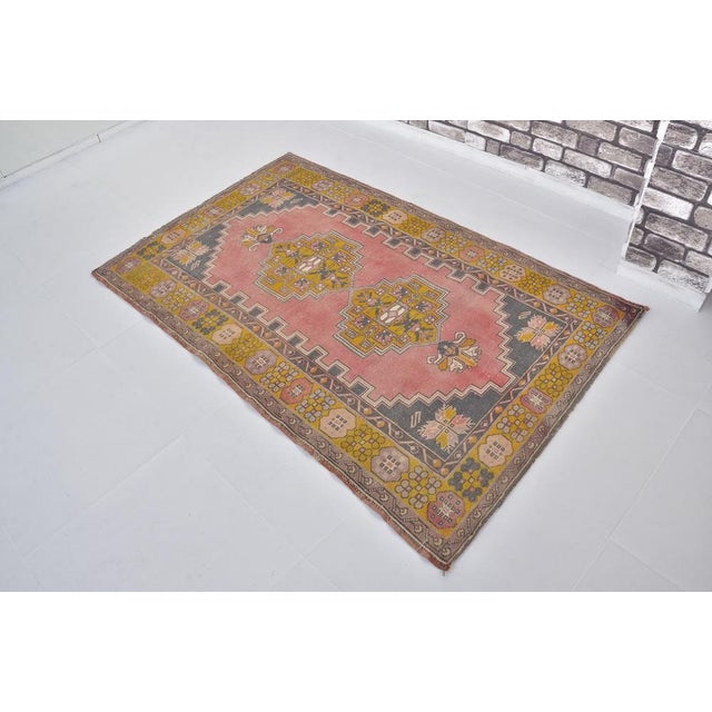 Anatolian Low Pile Rug in Red & Yellow For Sale - Image 11 of 11