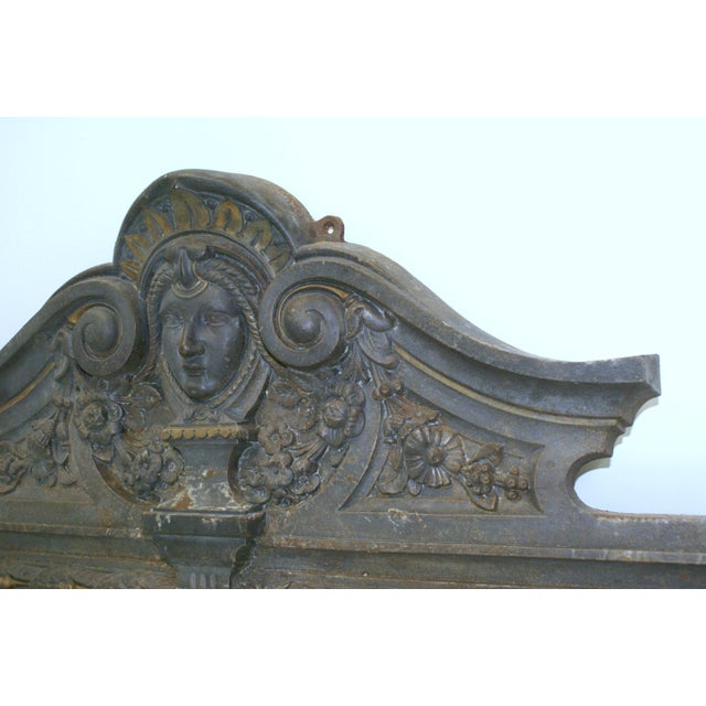 Antique Heavy Cast Iron Metal Architectural Garden Ornament Pediment For Sale - Image 4 of 14
