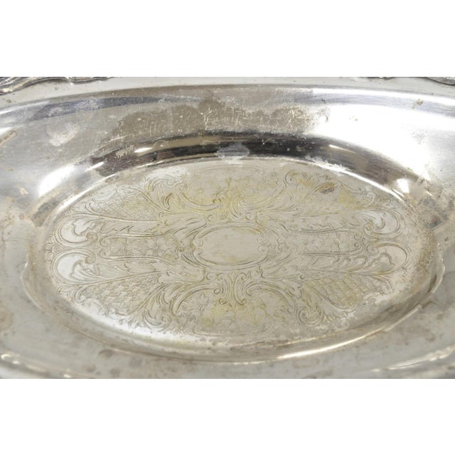 Vintage Victorian Style Silver Plated Oval 13.5" Trinket Serving Dish (A) For Sale - Image 11 of 17