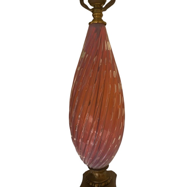 1950s Murano Style Opalescent Controlled Bubble Table Lamp Pink - Orange For Sale In Los Angeles - Image 6 of 10