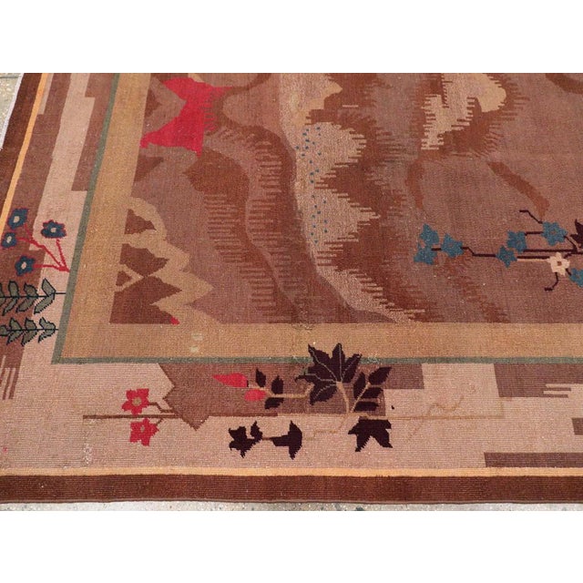 Early 20th Century Galerie Shabab Collection Early 20th Century Chinese Art Deco Inspired Vintage Indian Carpet For Sale - Image 5 of 7