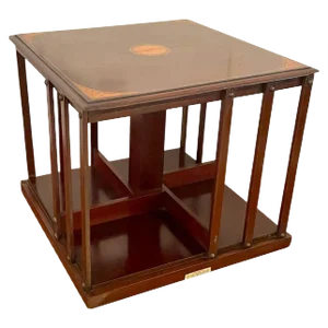 Antique Edwardian Mahogany Inlaid Revolving Bookcase