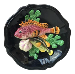 Majolica Fish Wall Platter Vallauris Circa 1950