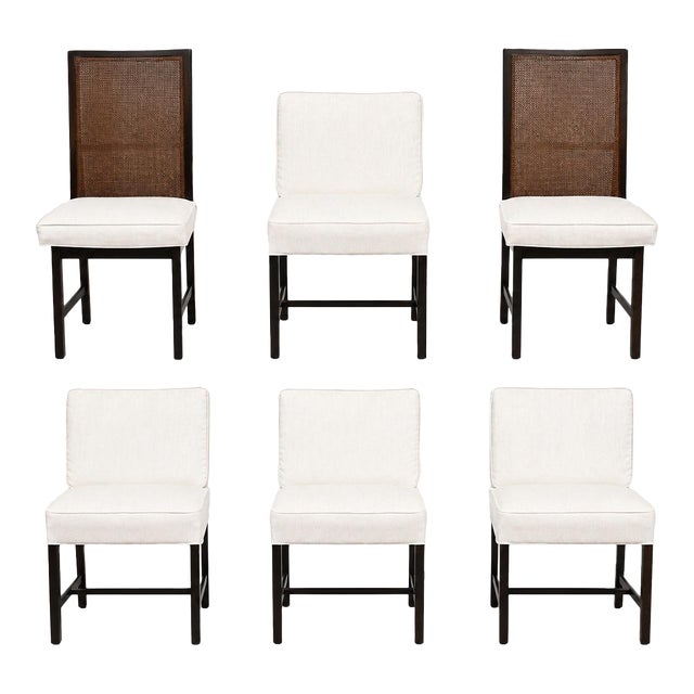 Vintage Ebonized White Dining Chairs - Set of 6 For Sale