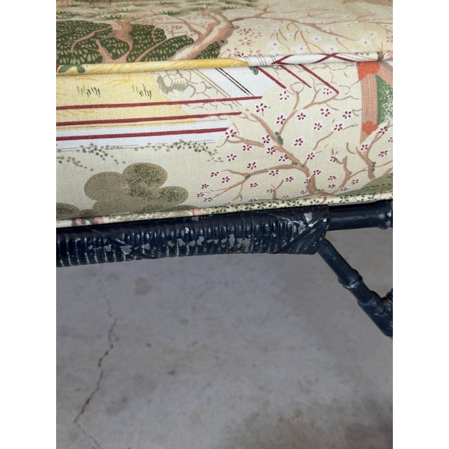 Vintage Coastal Chinoiserie Faux Bamboo Aluminum Modular Lounge Seating With Ottoman For Sale - Image 9 of 12