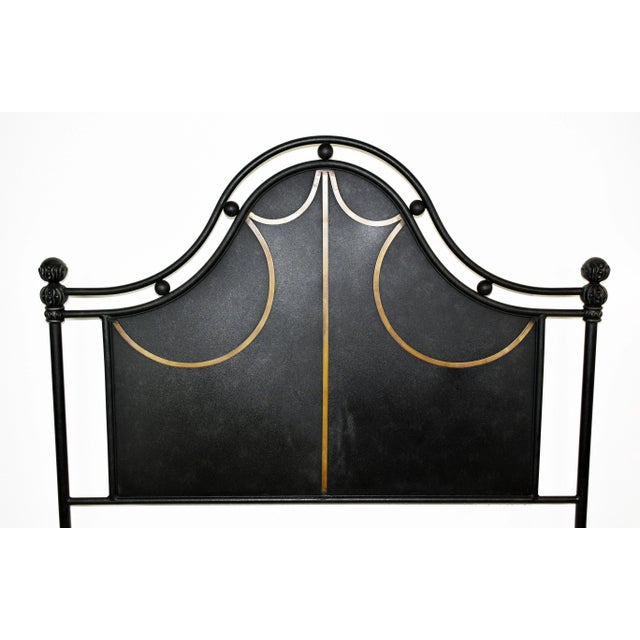 Beautiful Vintage Wrought Iron Full Panel Headboard Footboard w/side railings Matte Black Low Framed. The set contains a...