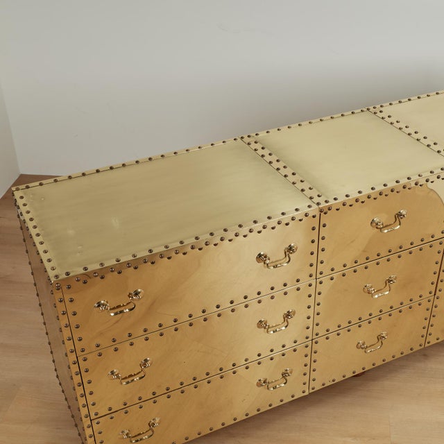 Vintage Sarreid Style Brass Triple Dresser For Sale - Image 11 of 17
