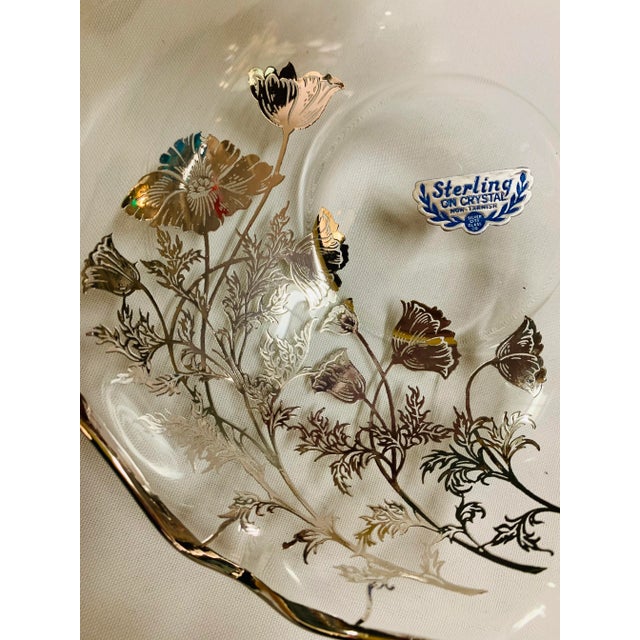 Mid 20th Century Silver City Glass Co. Art Nouveau "Poppy" Silver Overlay Compote Bowls - Set of 2 For Sale In Los Angeles - Image 6 of 12