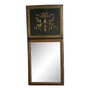French Tremeau Mirror 19th Century Original Green Painted and Gilded