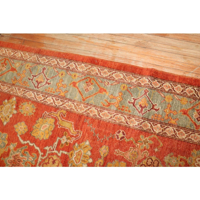 Antique Zabihi Collection Oushak Coral Red Rug - 7'10" x 10'10" For Sale - Image 11 of 12